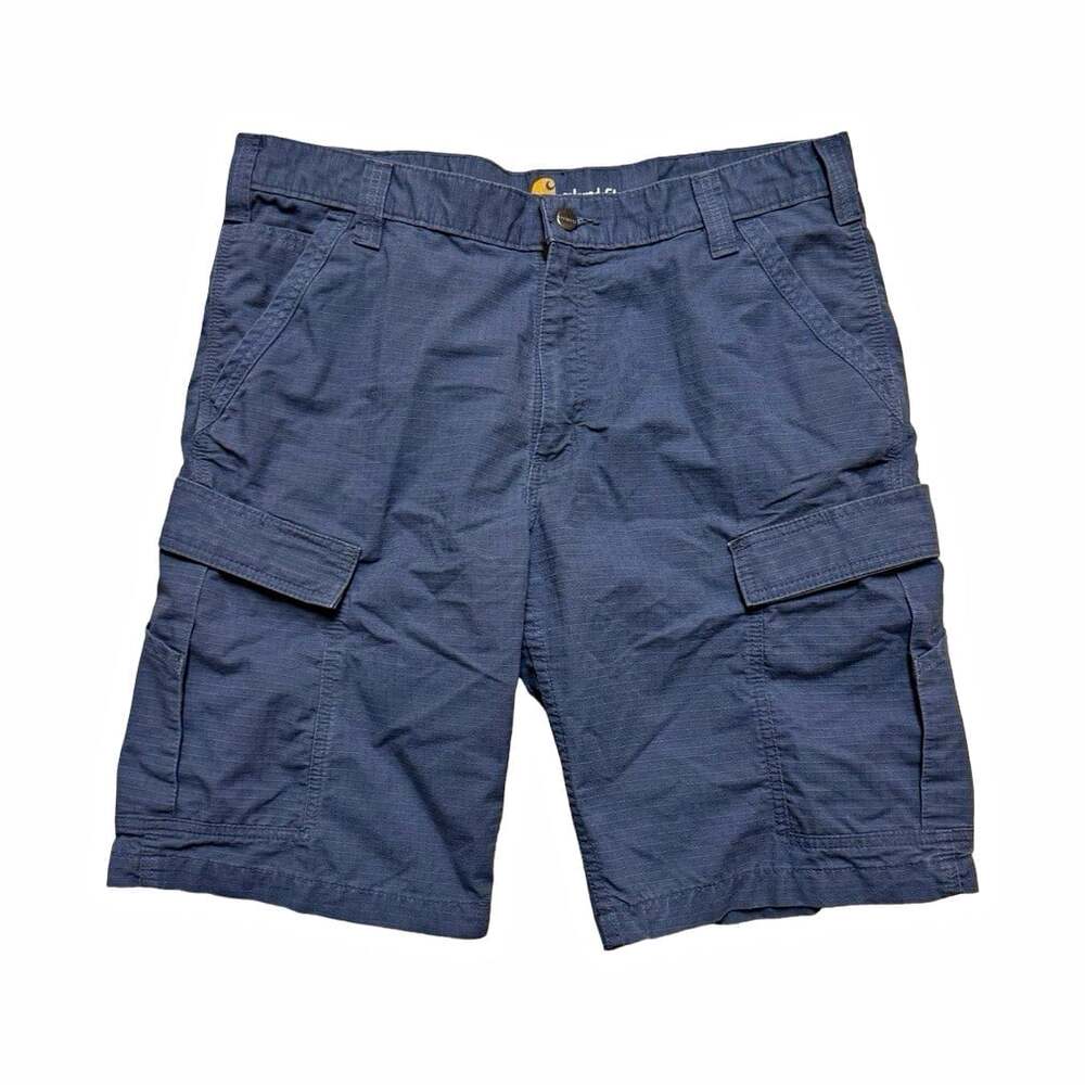 Carhartt Relaxed Fit Cargo Shorts Gray Ripstop Cotton Blend Zip Pockets 103543